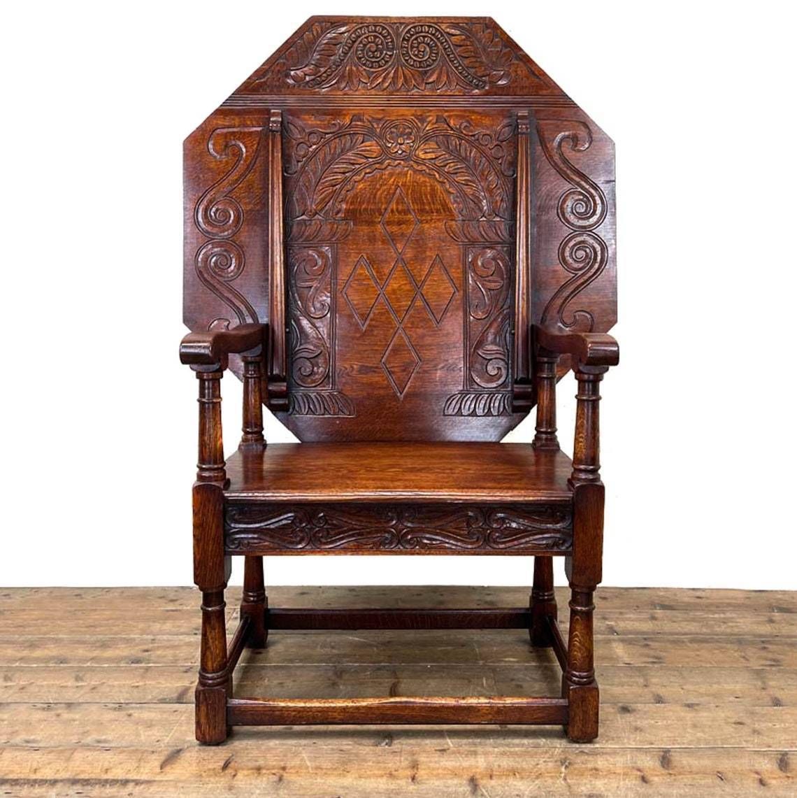 Large Early 20th Century Oak Monks Seat photo for sale