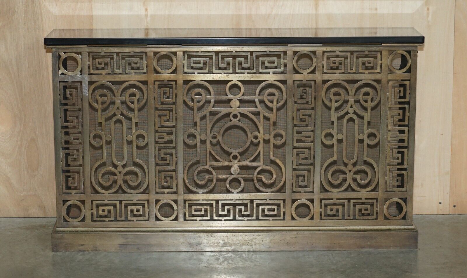Fine Antique Circa 1880 Solid Gilt Bronze & Marble Radiator Cover Console Table photo furniture