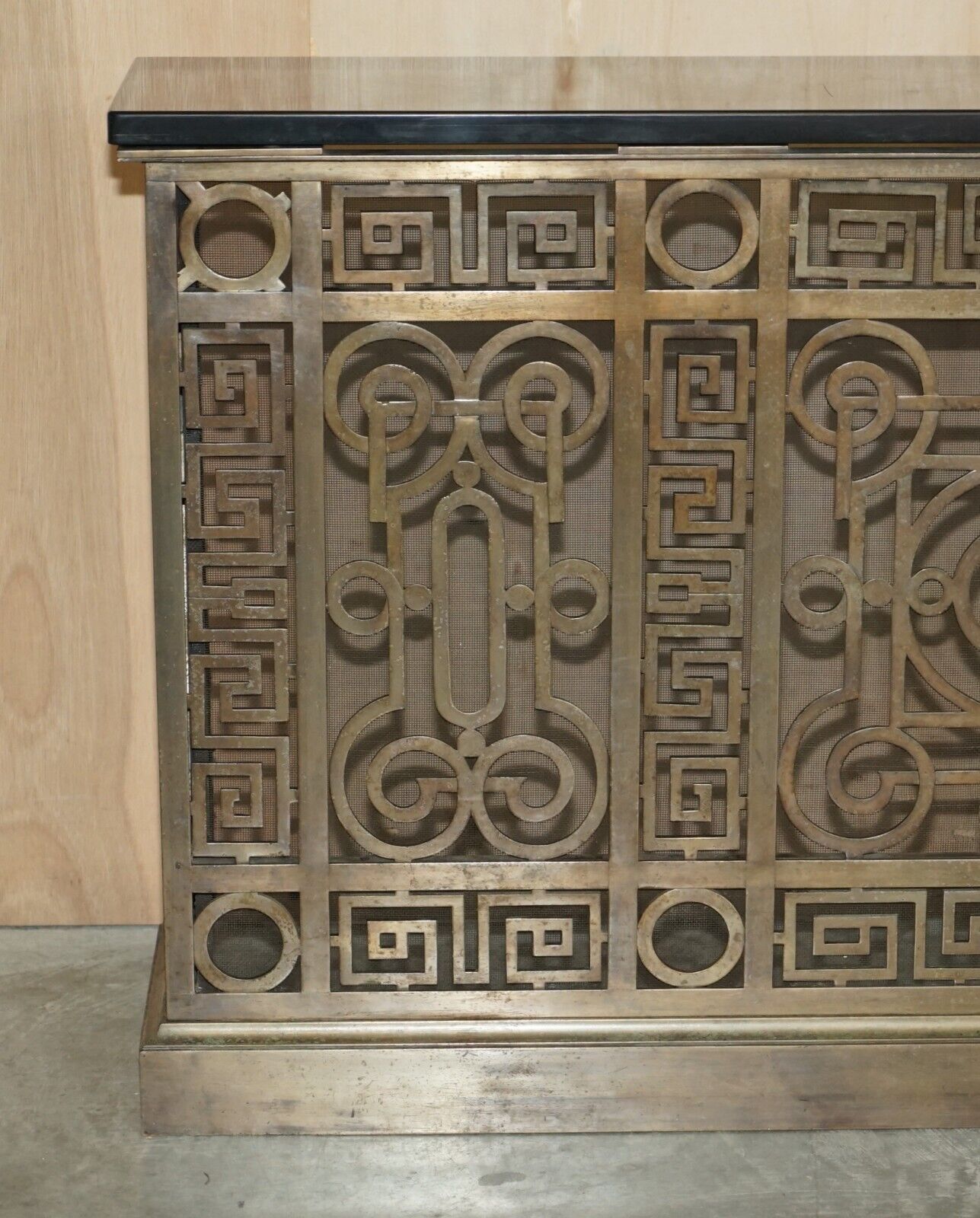 Fine Antique Circa 1880 Solid Gilt Bronze & Marble Radiator Cover Console Table photo for sale