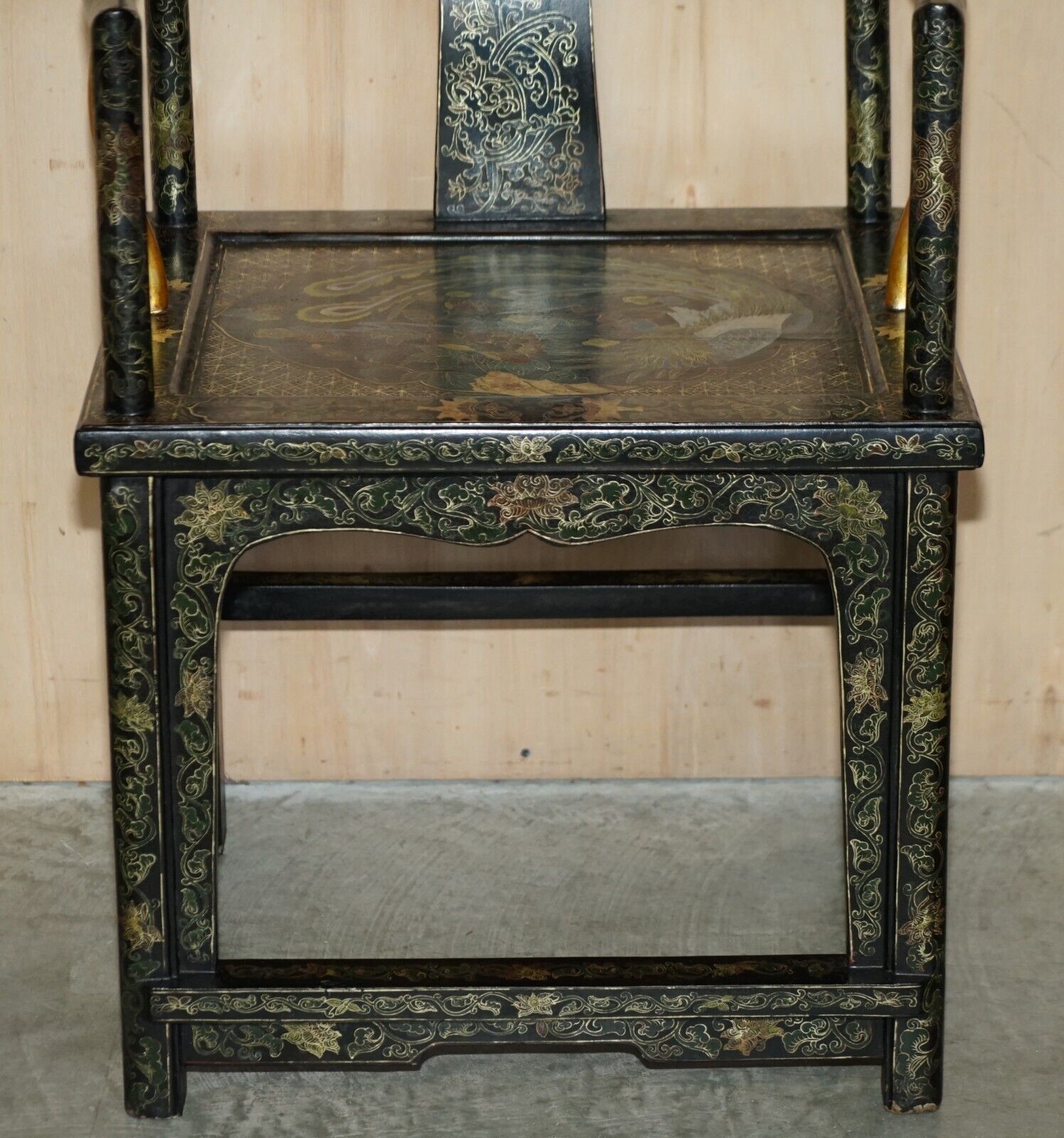 Chinese Antique Export Circa 1900 Lacquered & Painted Ming Style Armchair photo Furniture