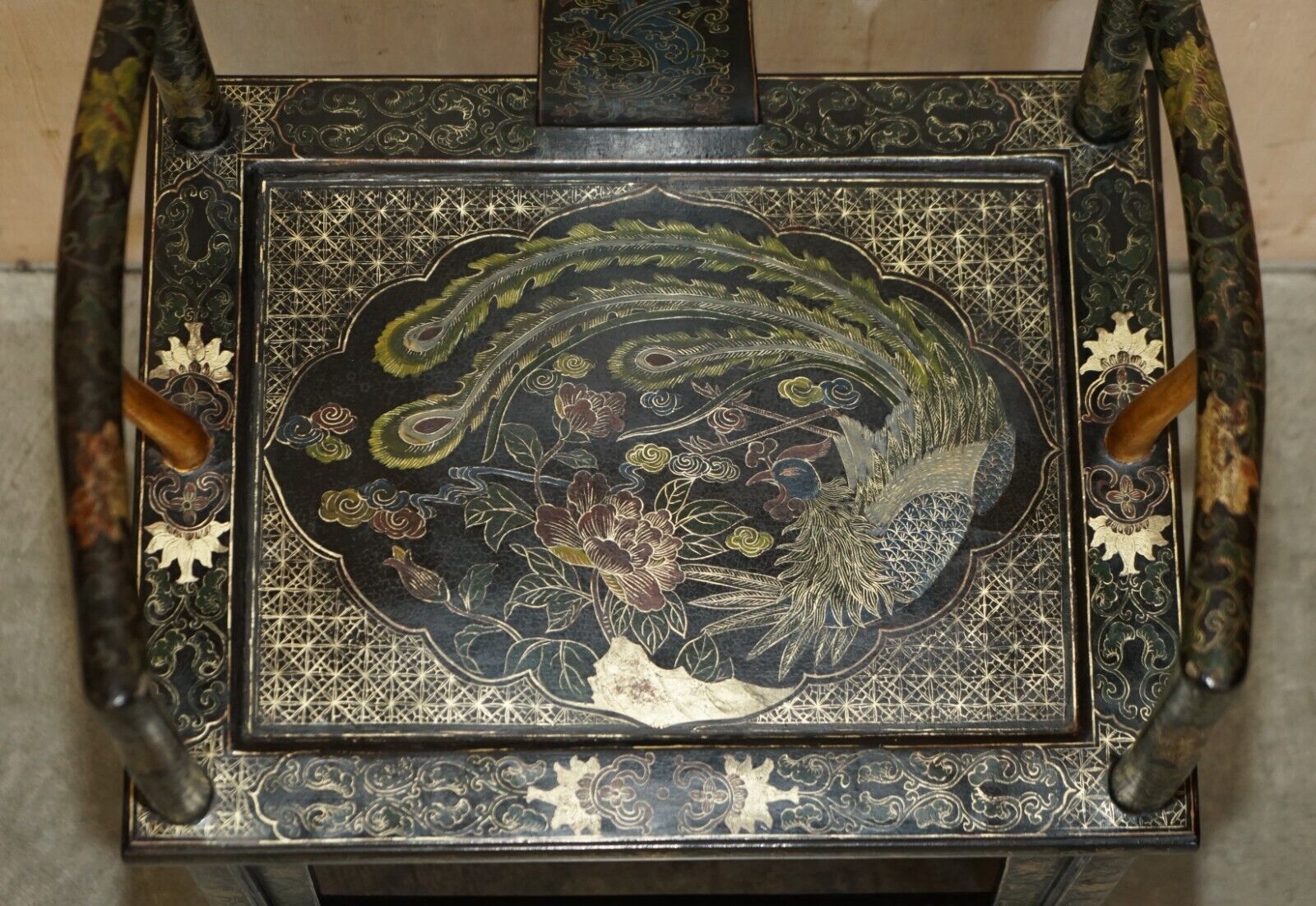 Chinese Antique Export Circa 1900 Lacquered & Painted Ming Style Armchair photo buy