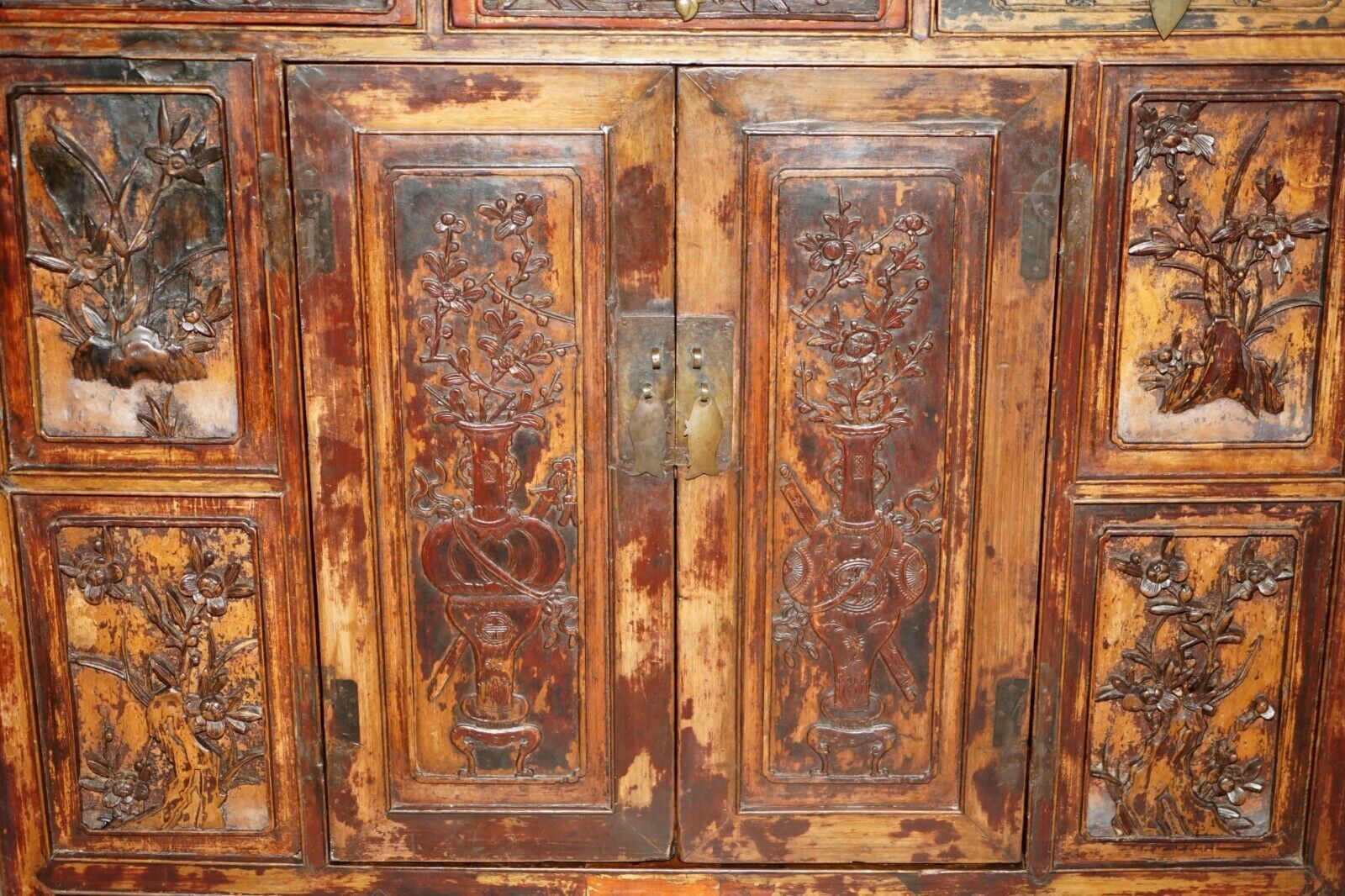 photo furniture Antique Circa 1860 Chinese Hand Painted Wedding Cabinet Housekeepers Cupboard