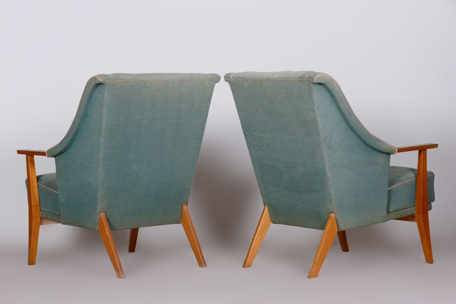 photo vinterior Pair Of Unique Green Beech Artdeco Armchairs Made In 1940s, Denmark