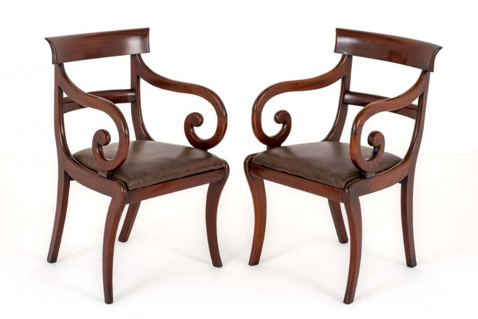 Pair Regency Elbow Chairs Mahogany Period Furniture photo furniture