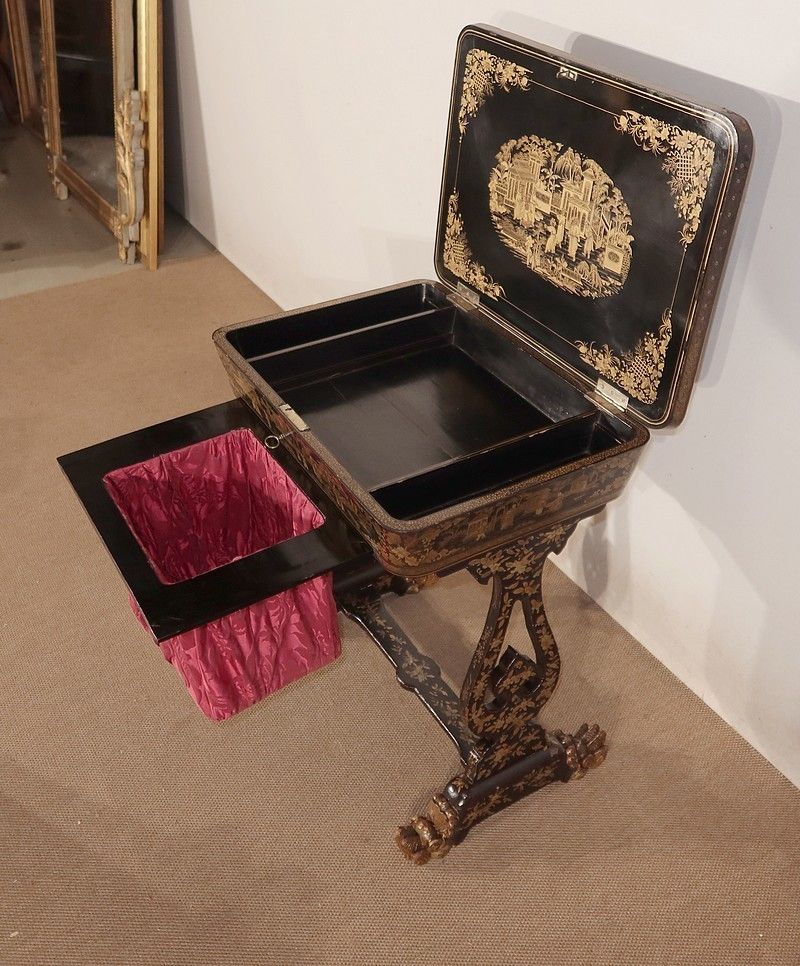 Worker In Blackened Wood With Asian Decoration, Napoleon III Period, Mid 19th Century photo Home Decor