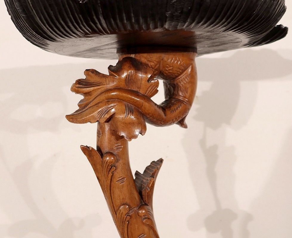 "Eros Riding A Dolphin" Harness In Natural Wood And Blackened Wood, Napoleon III Style, 19th Century photo vinterior