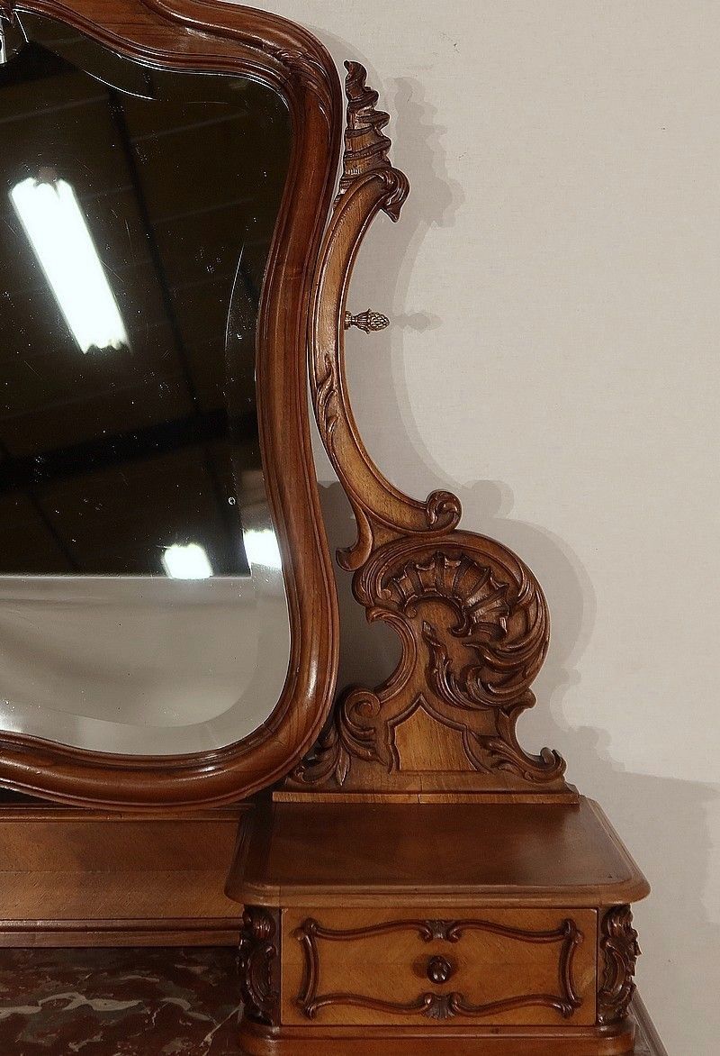 photo for sale Walnut Psyche Chest Of Drawers, Maison Guinand Leglas, Rocaille Style – 1900