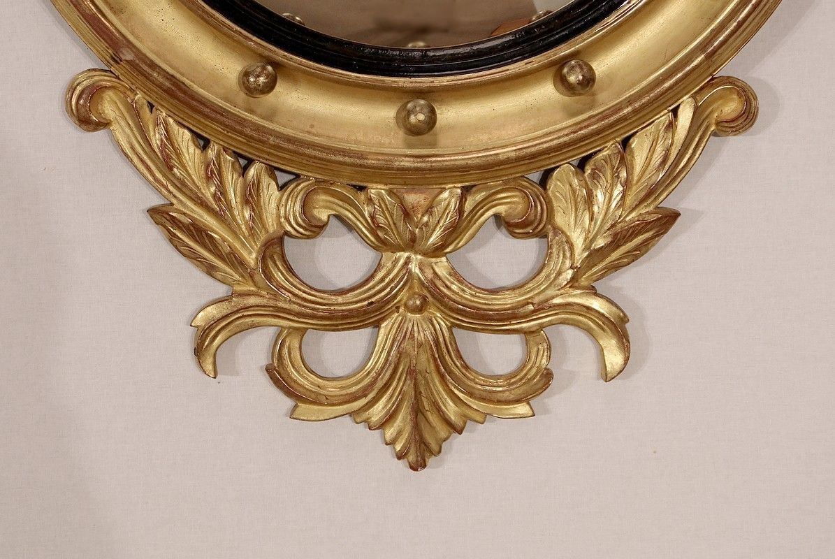 photo furniture Witch Mirror In Golden Wood, Empire Style, 20th Century