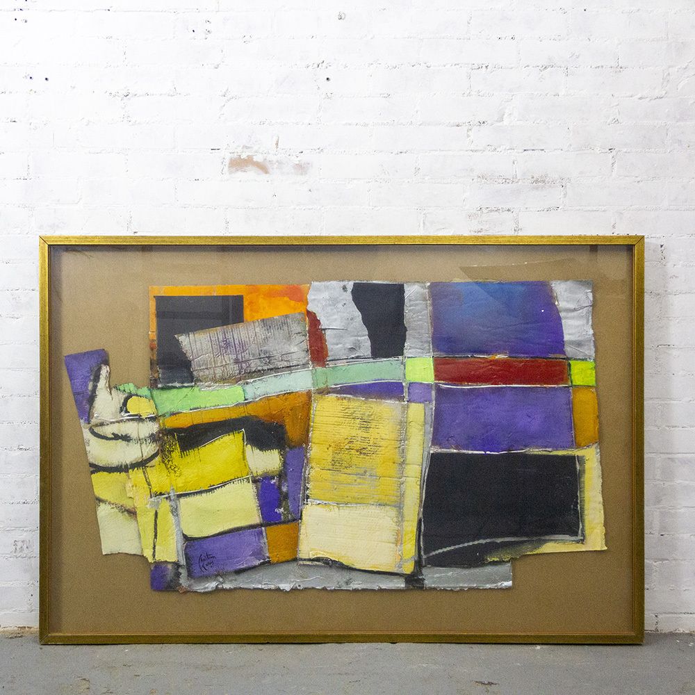 Christian Kares, Abstract Composition, 1990s, Acrylic On Cardboard, Framed photo Art