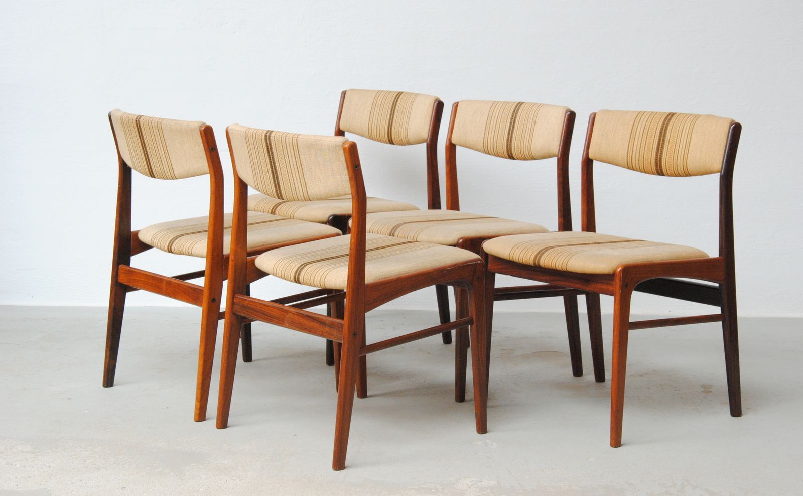 Set Of Five Restored Rosewood Dining Chairs Custom Upholstery Included 1970's photo 3660.0