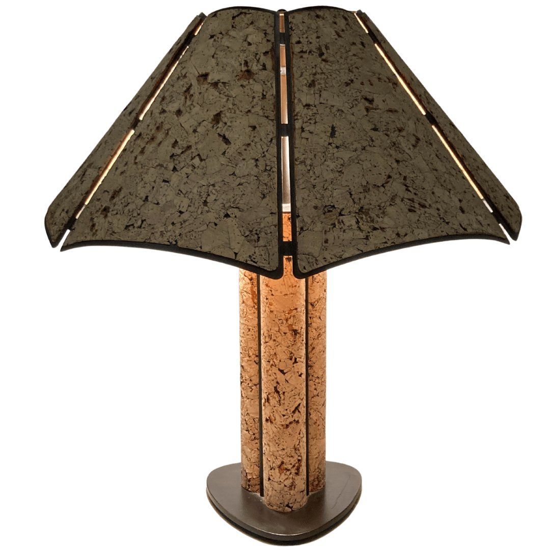 Large Cork And Black Metal Table Lamp In The Style Of Ingo Maurer, Germany, 1970s photo vintage