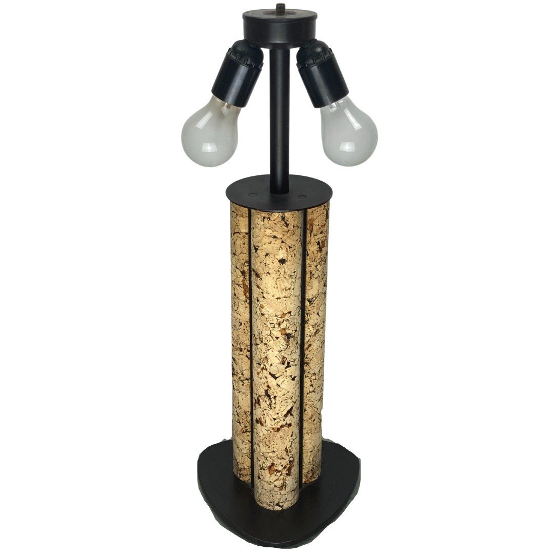 photo furniture Large Cork And Black Metal Table Lamp In The Style Of Ingo Maurer, Germany, 1970s