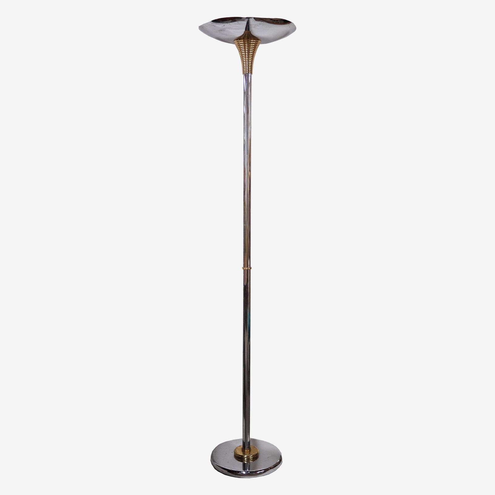 Chromed Metal And Brass Ministerial Floor Lamp From Drummond, 1970s photo for sale
