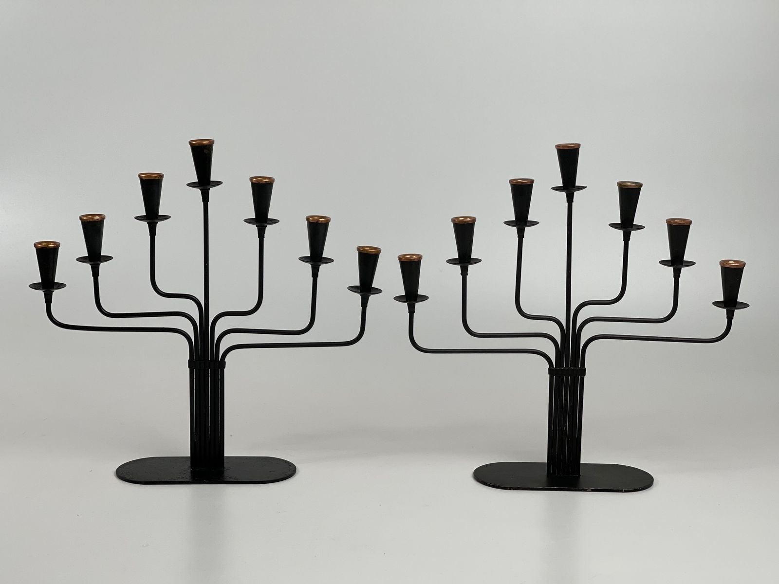 Pair Of Seven Armed Candlesticks By Ab Järnarmatur In Hillerstorp, Sweden, For Small Candles photo vintage