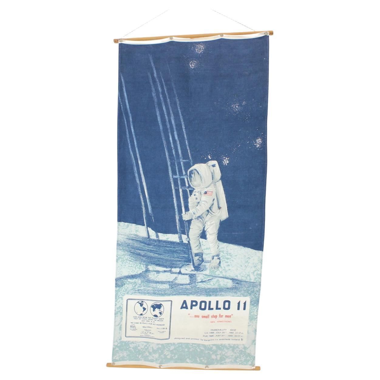 Apollo 11 Fitst On The Moon Texoprint Cloth Fabric Neil Armstrong Nasa Vtg