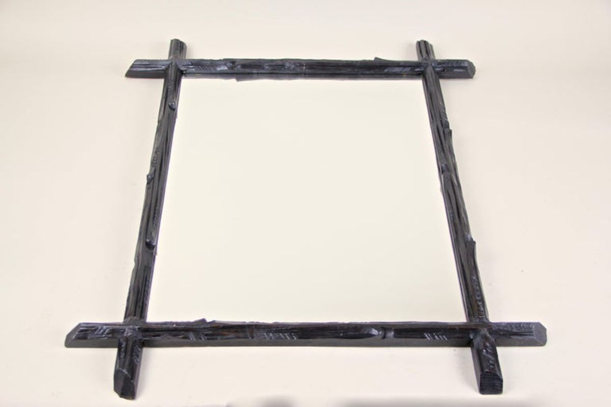 photo furniture Black Forest Wall Mirror Basswood, Austria, Circa 1880