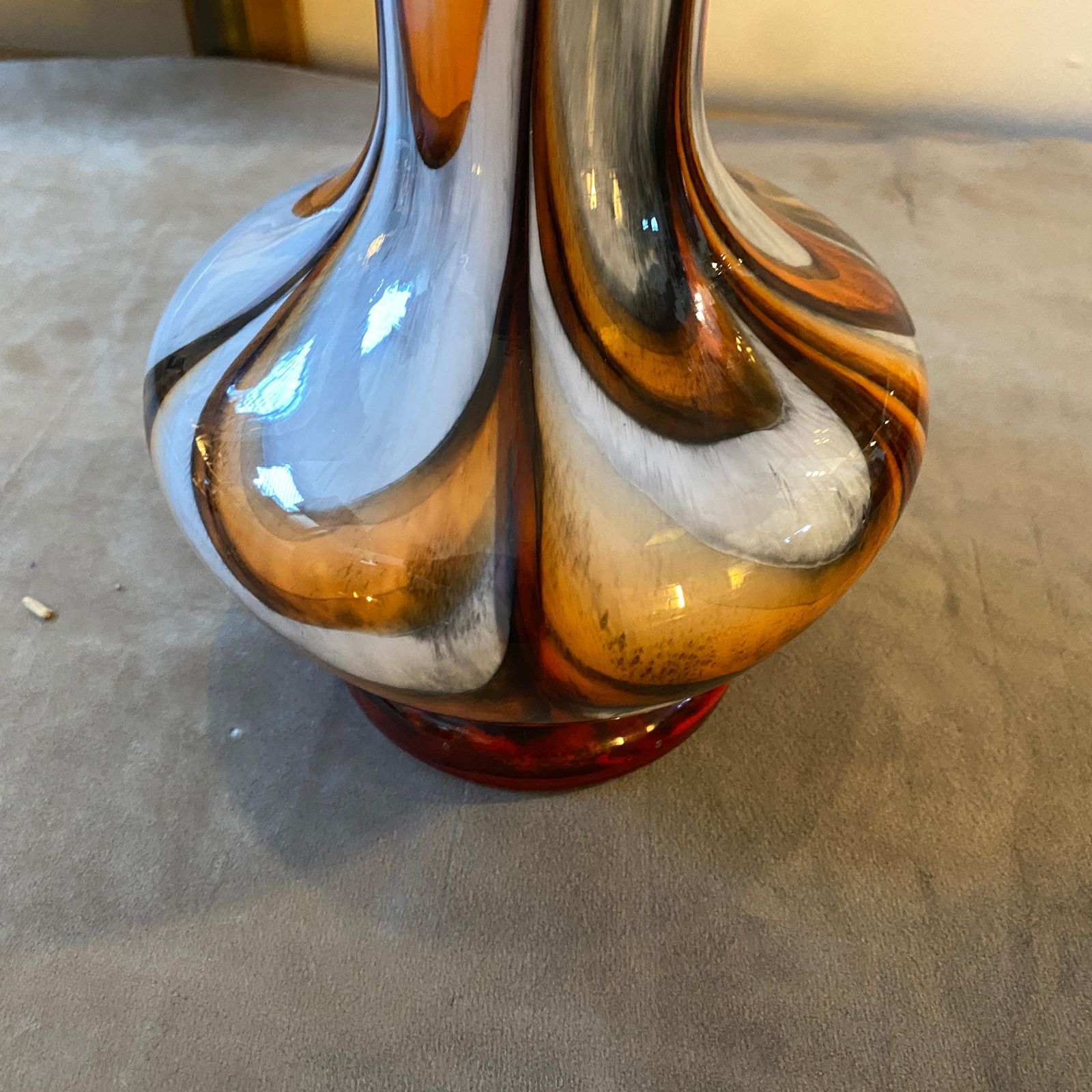 photo furniture 1970s Space Age Carlo Moretti Orange And Brown Opaline Glass Vase