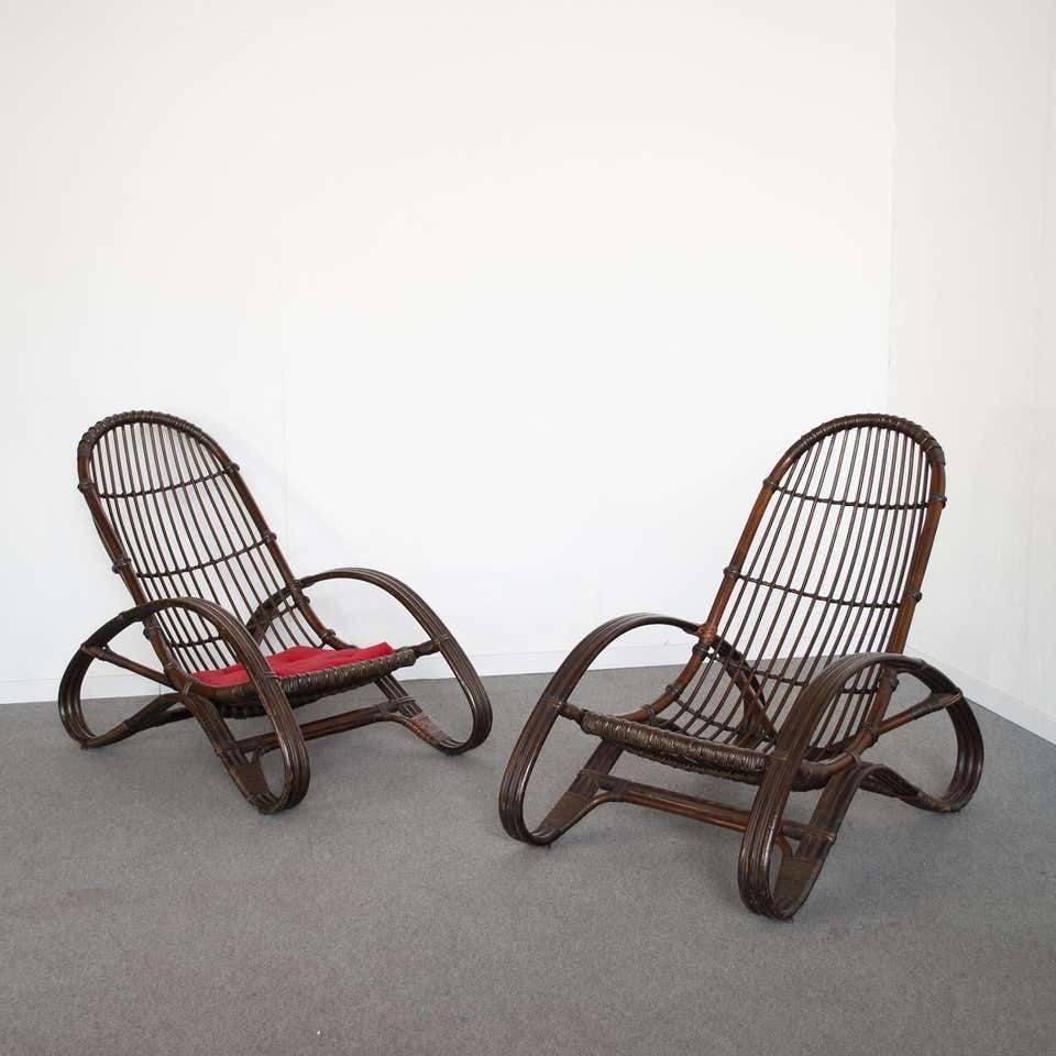 Mid Century Italian Bamboo Lounge Chairs 1960s photo Furniture