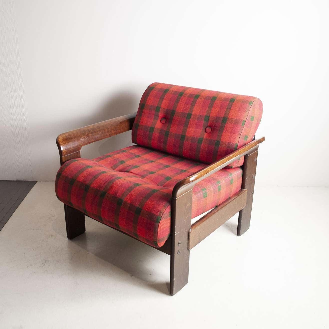 Silvano Passi Italian Mid Century Wooden Armchair, 1970s photo vinterior