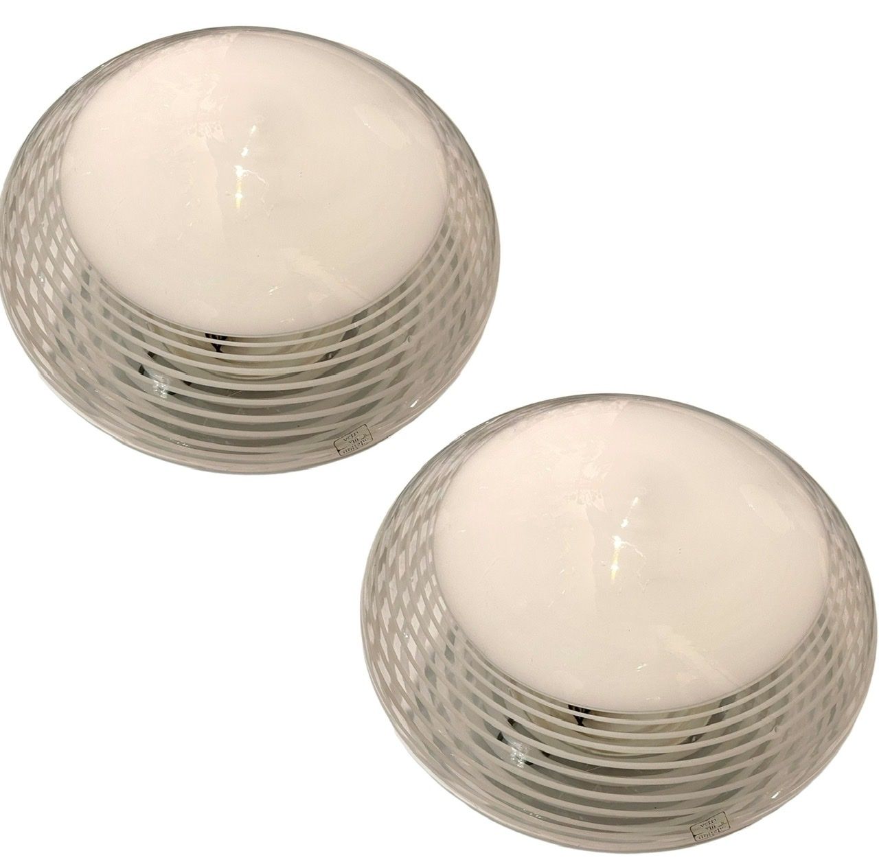 Italian Murano Glass Ceiling Lights Set Of 2 By Venini