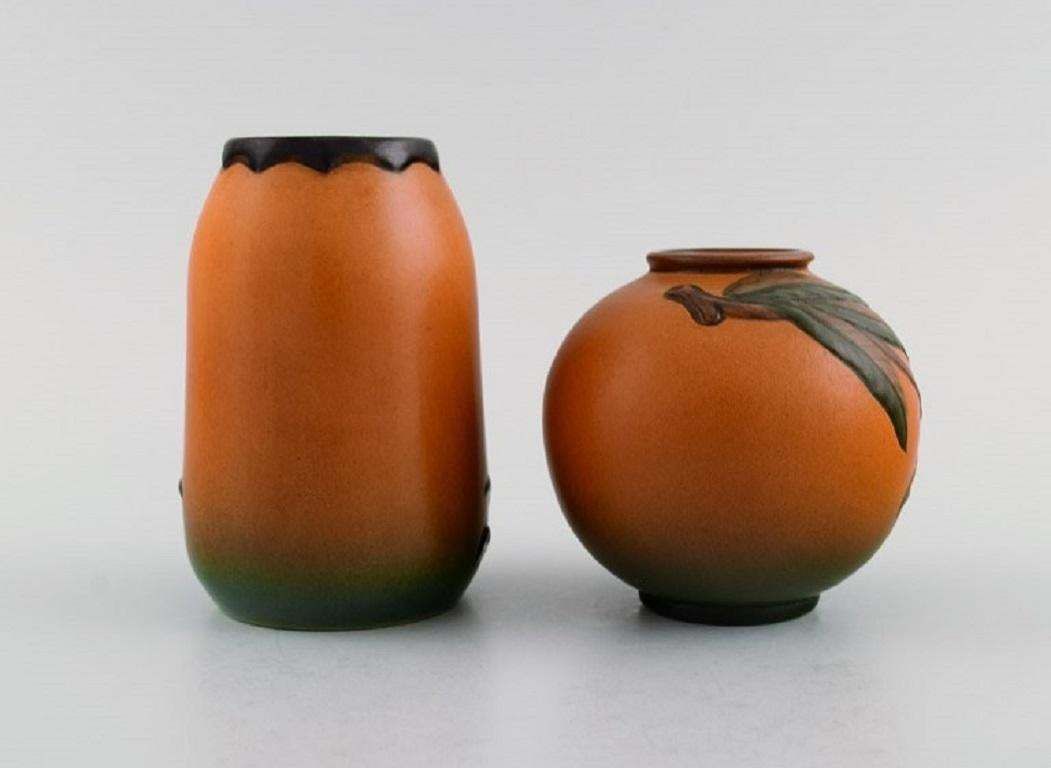 Ipsen's Denmark Two Vases In Hand Painted And Glazed Ceramics 1920s/30s photo Home Decor