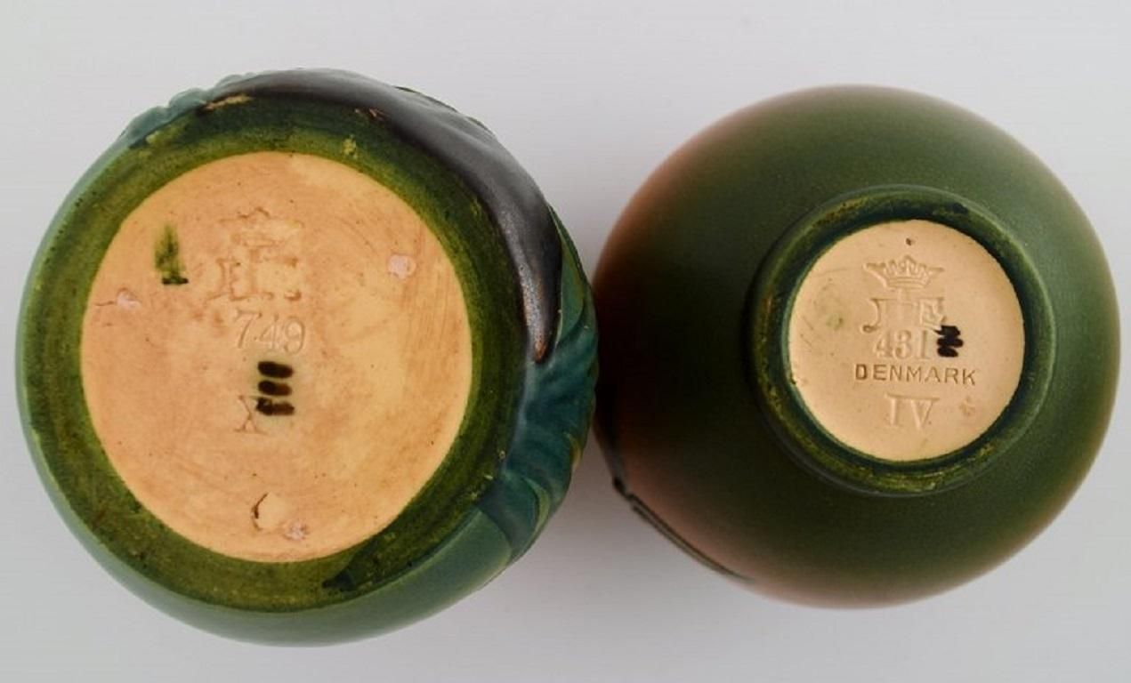 Ipsen's Denmark Two Vases In Hand Painted And Glazed Ceramics 1920s/30s photo vinterior