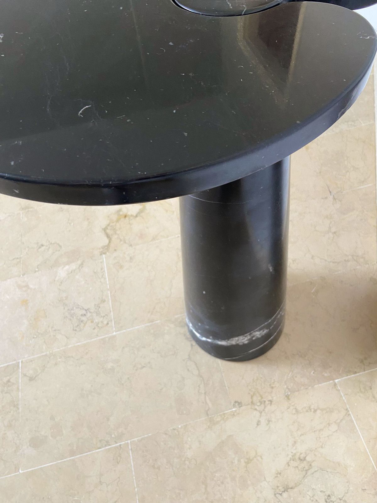 photo for sale Angelo Mangiarotti Style Coffee Table In Italian Black Marquina Marble