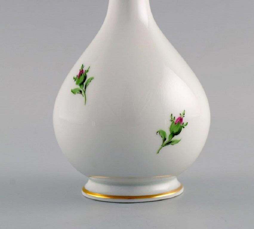 Meissen Pink Rose Vase In Hand Painted Porcelain With Gold Edges Early 20th C photo Home Decor