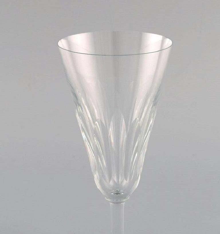 Baccarat France Four Art Deco Champagne Flutes In Clear Crystal Glass photo for sale