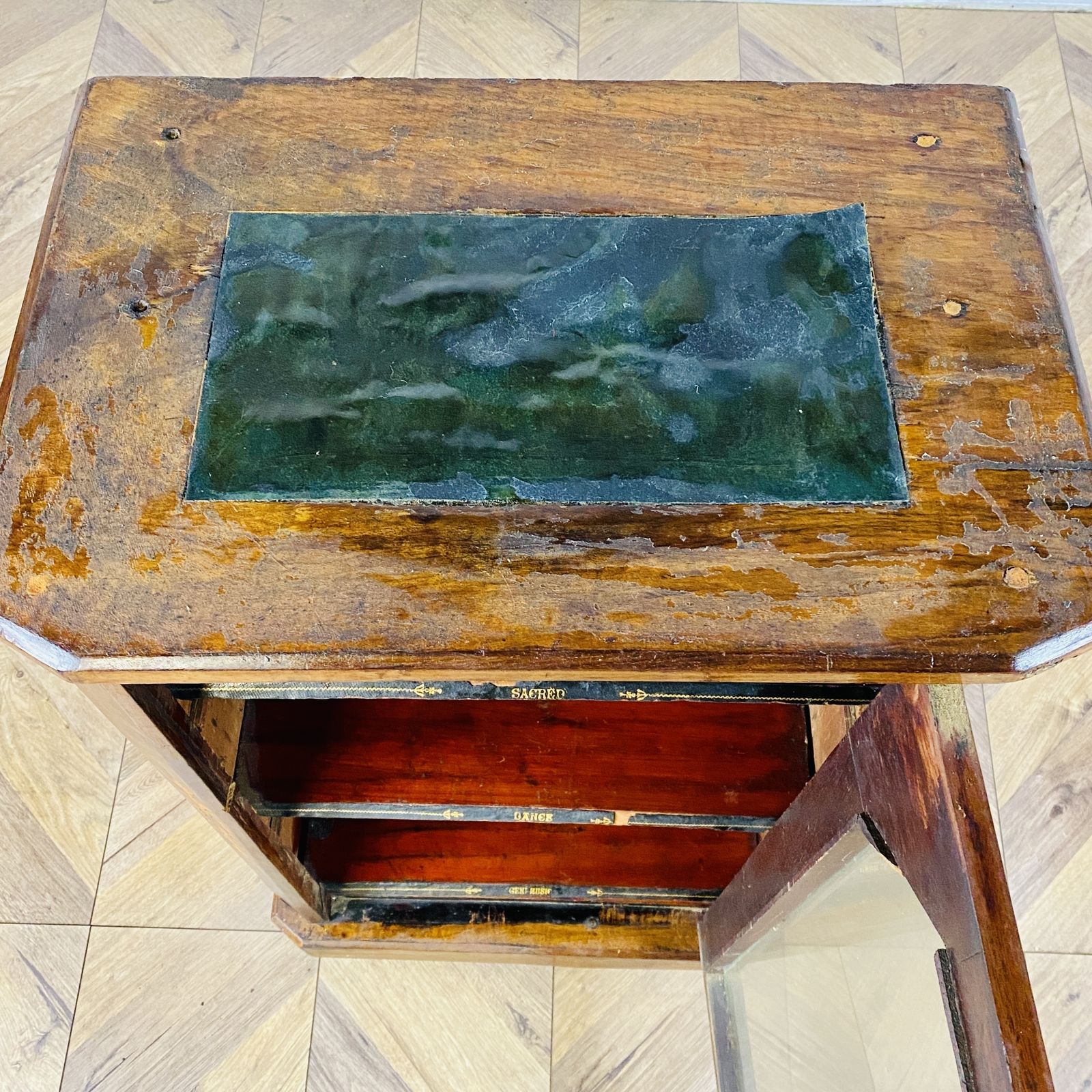 Antique Music Cabinet, Inlaid On Castors, Circa 1900s photo Furniture