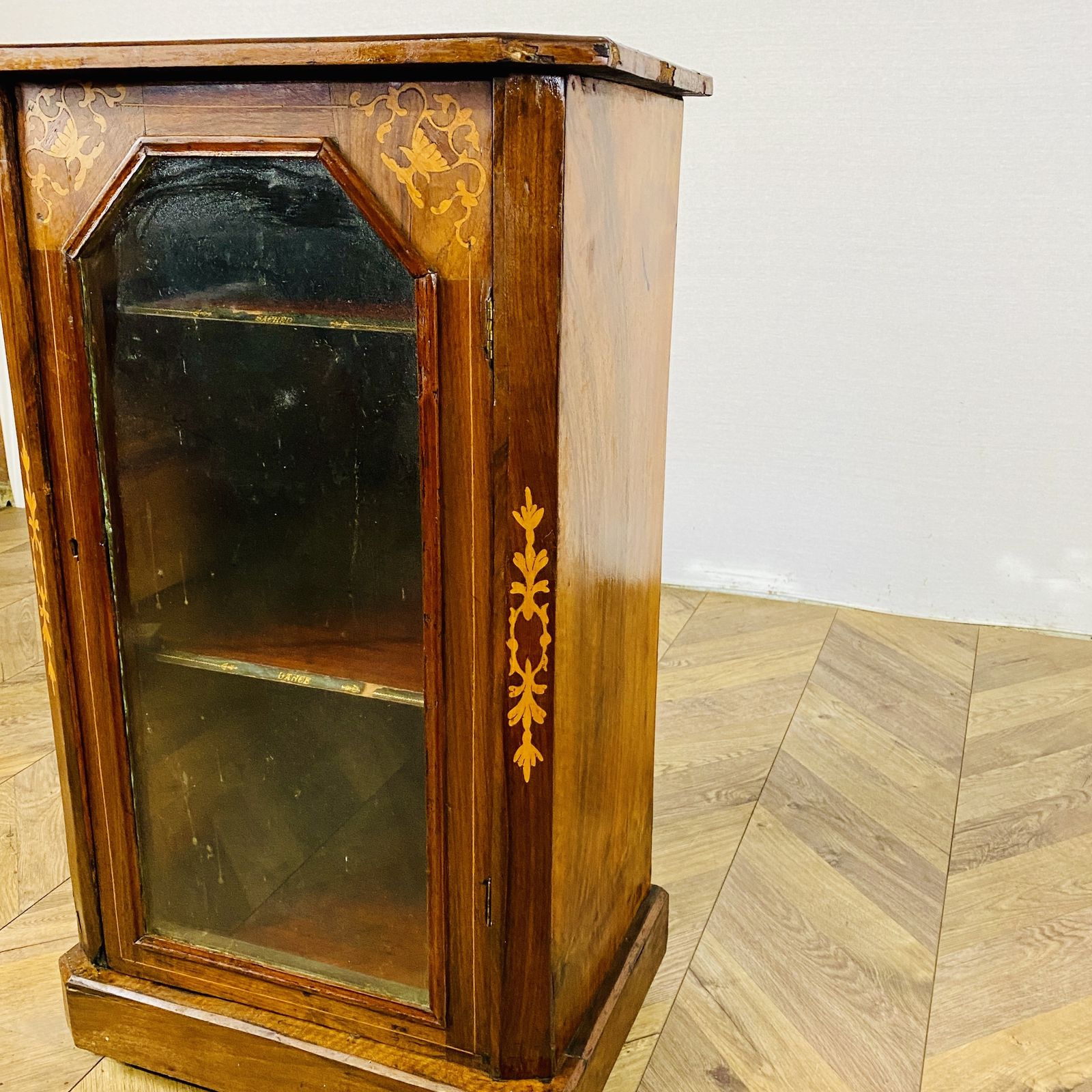 Antique Music Cabinet, Inlaid On Castors, Circa 1900s photo vinterior