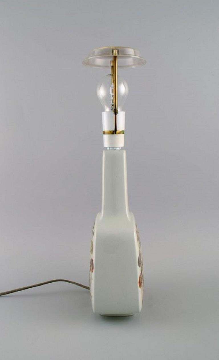 Royal Copenhagen Retro Table Lamp In Faience Decorated With Flowers, 1970s
