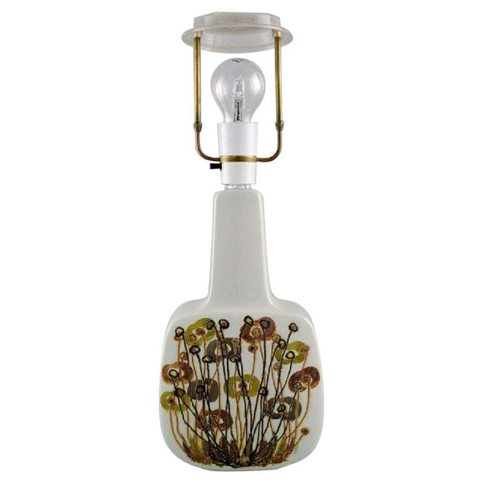 Royal Copenhagen Retro Table Lamp In Faience Decorated With Flowers, 1970s photo vinterior
