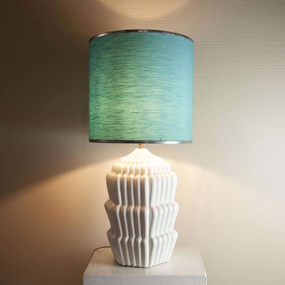 Tommaso Barbi Italian Midcentury White Ceramic Table Lamp Depicting A Cake 60's photo 990.76