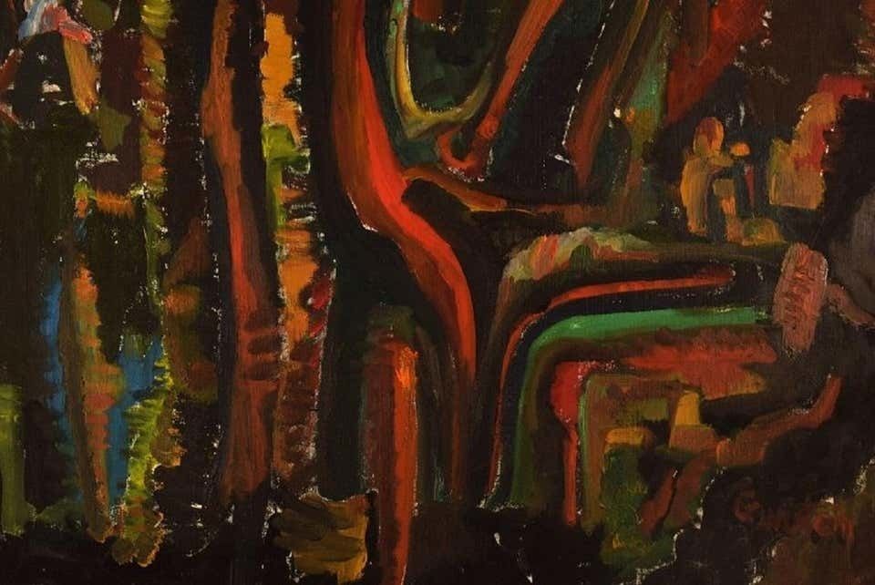 Gunstein, Swedish Artist, Oil On Canvas, Abstract Composition, Mid 20th C photo for sale