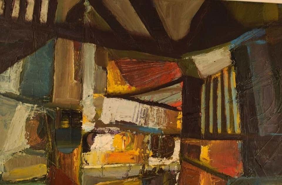 Alf Johansson '1934 2020', Swedish Artist, Oil On Canvas, Abstract Composition photo for sale