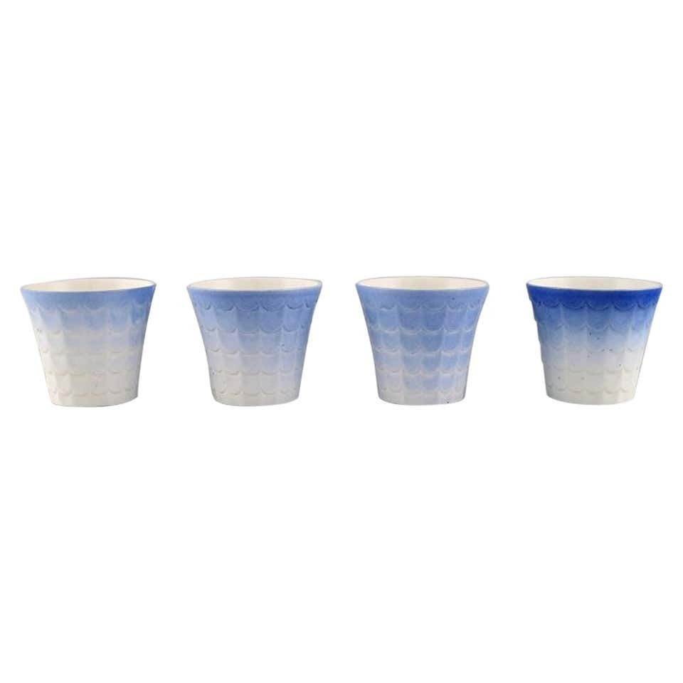 Wilhelm Kåge For Gustavsberg, Four Art Deco Herb Pots In Glazed Porcelain