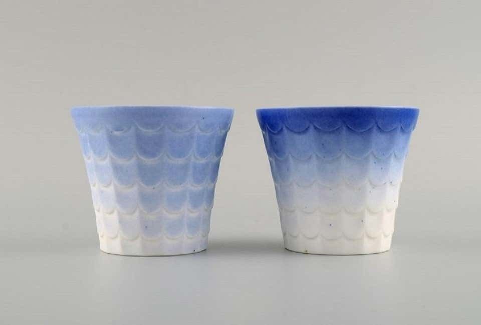 Wilhelm Kåge For Gustavsberg, Four Art Deco Herb Pots In Glazed Porcelain photo for sale