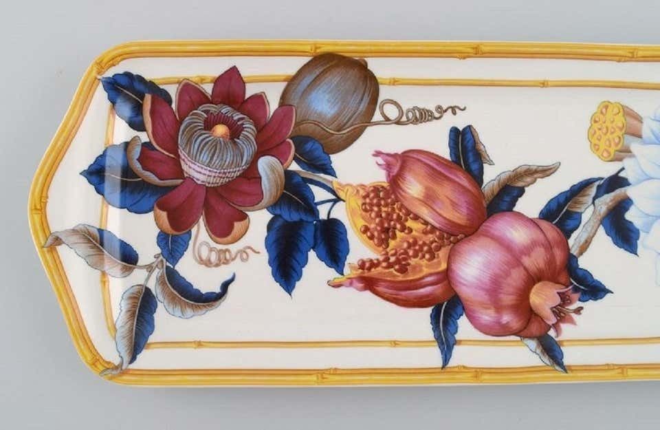 Porcelain Of Paris,"Tropical Aurore", Oblong Porcelain Tray With Flowers photo furniture