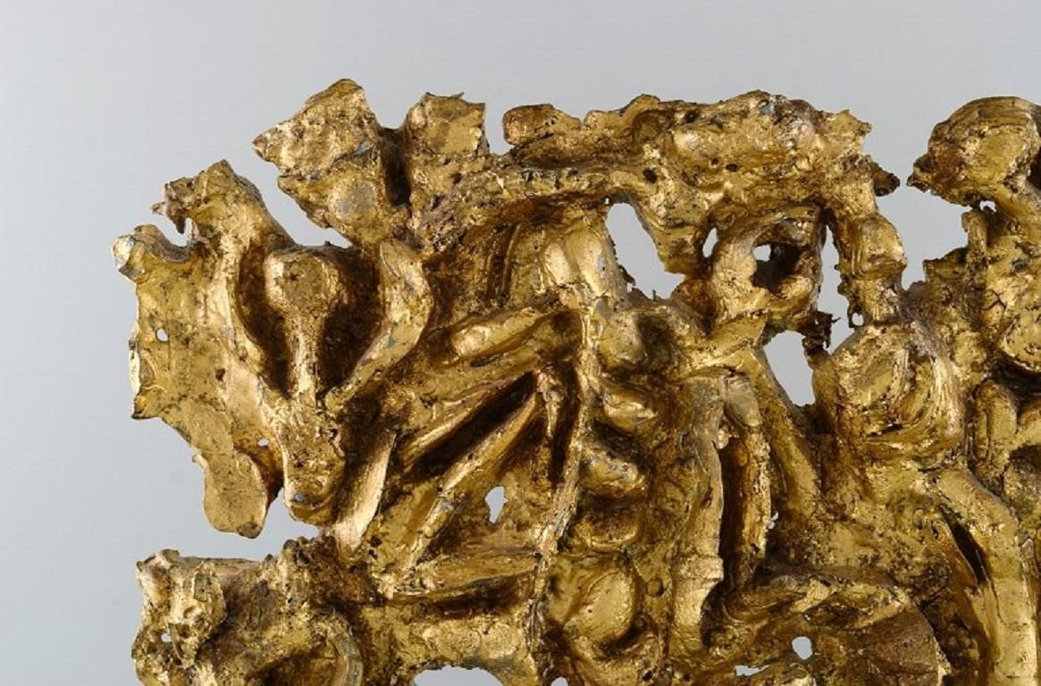 European Sculptor, Large Sculpture In Gold Decorated Metal On Marble Plinth photo for sale