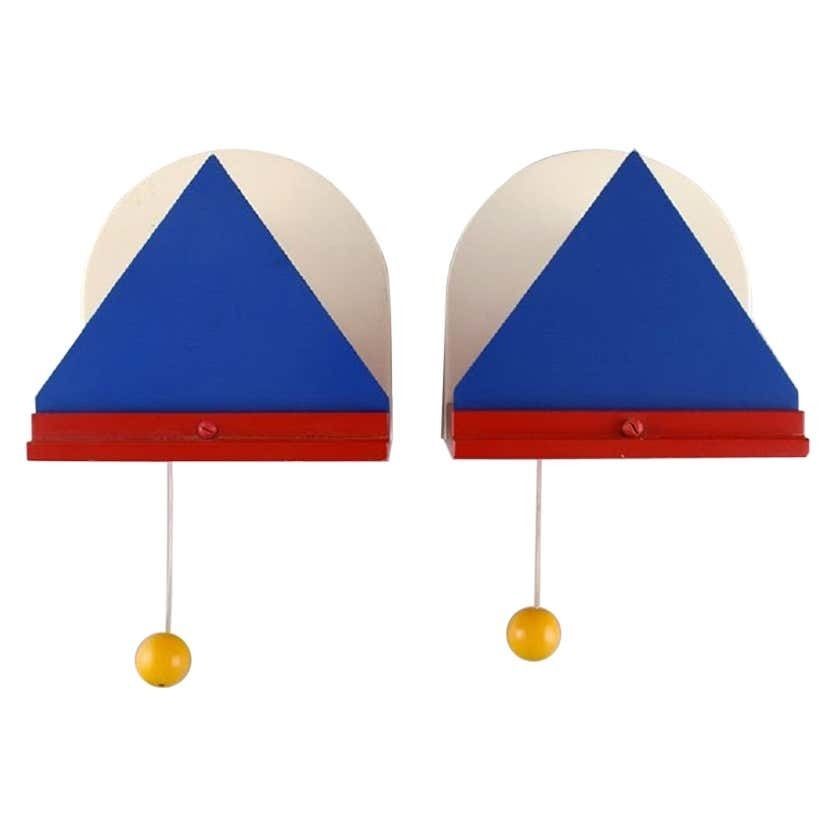 Ettore Sottsass, Pair Of Rare Vintage Wall Lamps, 1980s