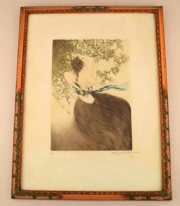 Louis Icart '1888 1950', Young Woman Picking Grapes, Etching/Paper, Ca 1920 photo furniture