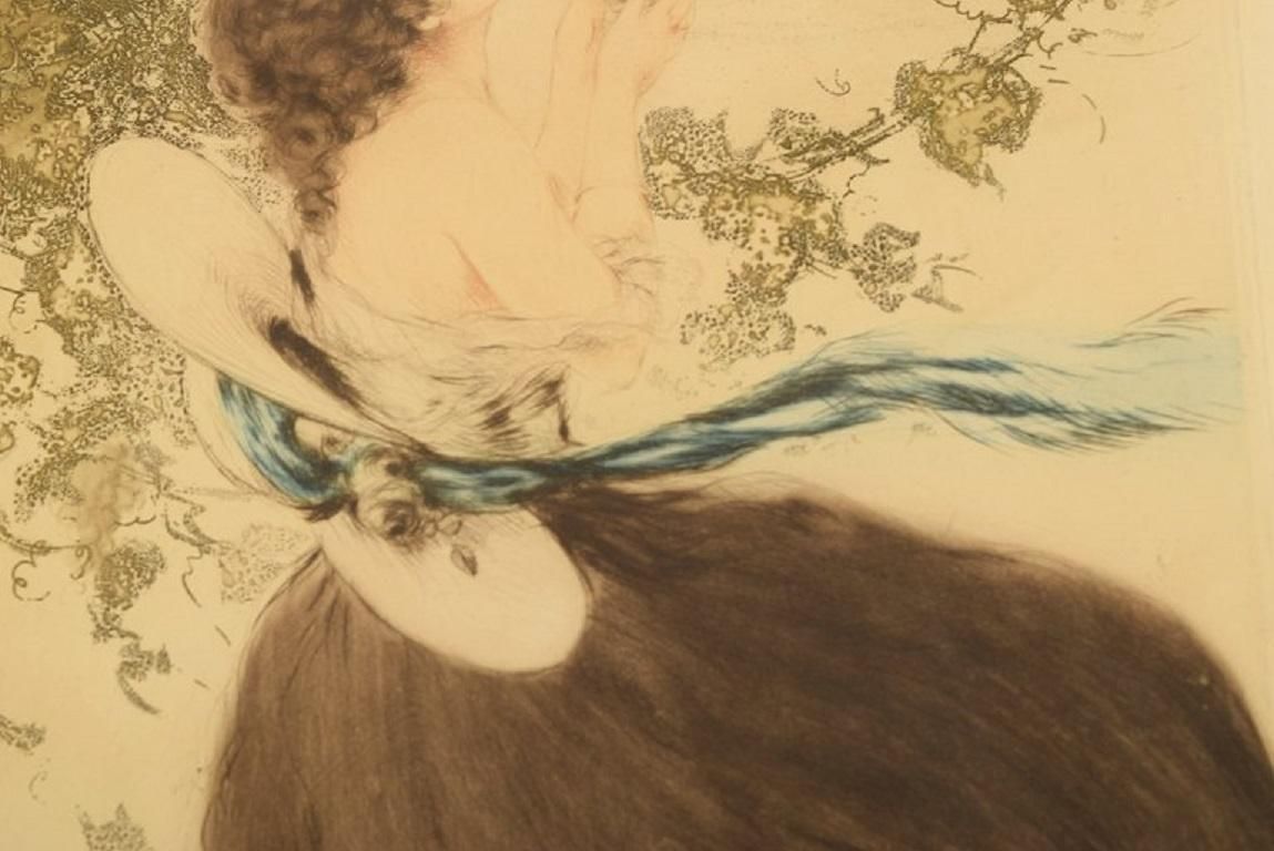 Louis Icart '1888 1950', Young Woman Picking Grapes, Etching/Paper, Ca 1920 photo 1338.0