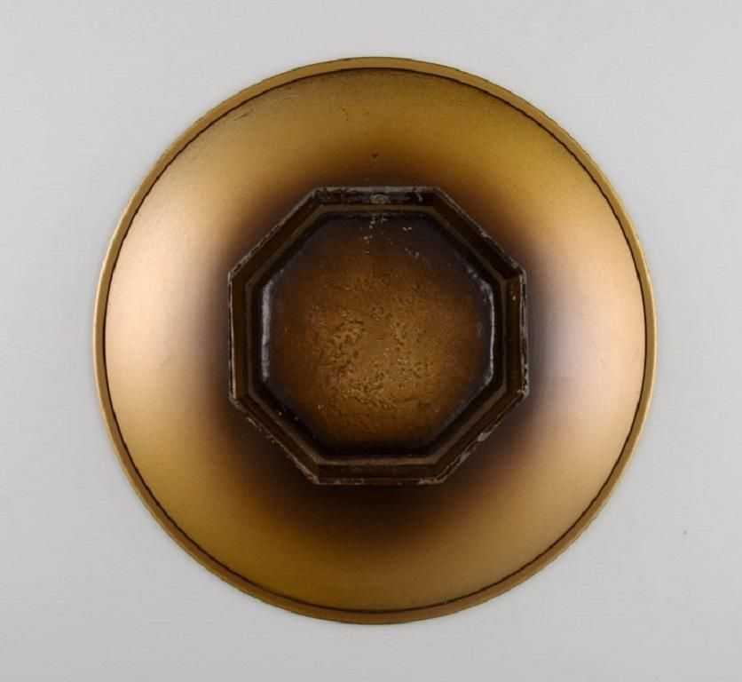 Zicu, Sweden. Two Art Deco Dishes/Bowls In Patinated Metal With Faces In Relief photo buy