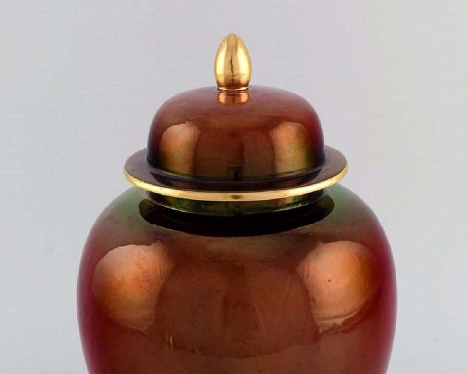 Carlton Ware, England, Large Rouge Royale Lidded Vase In Hand Painted Porcelain photo vinterior