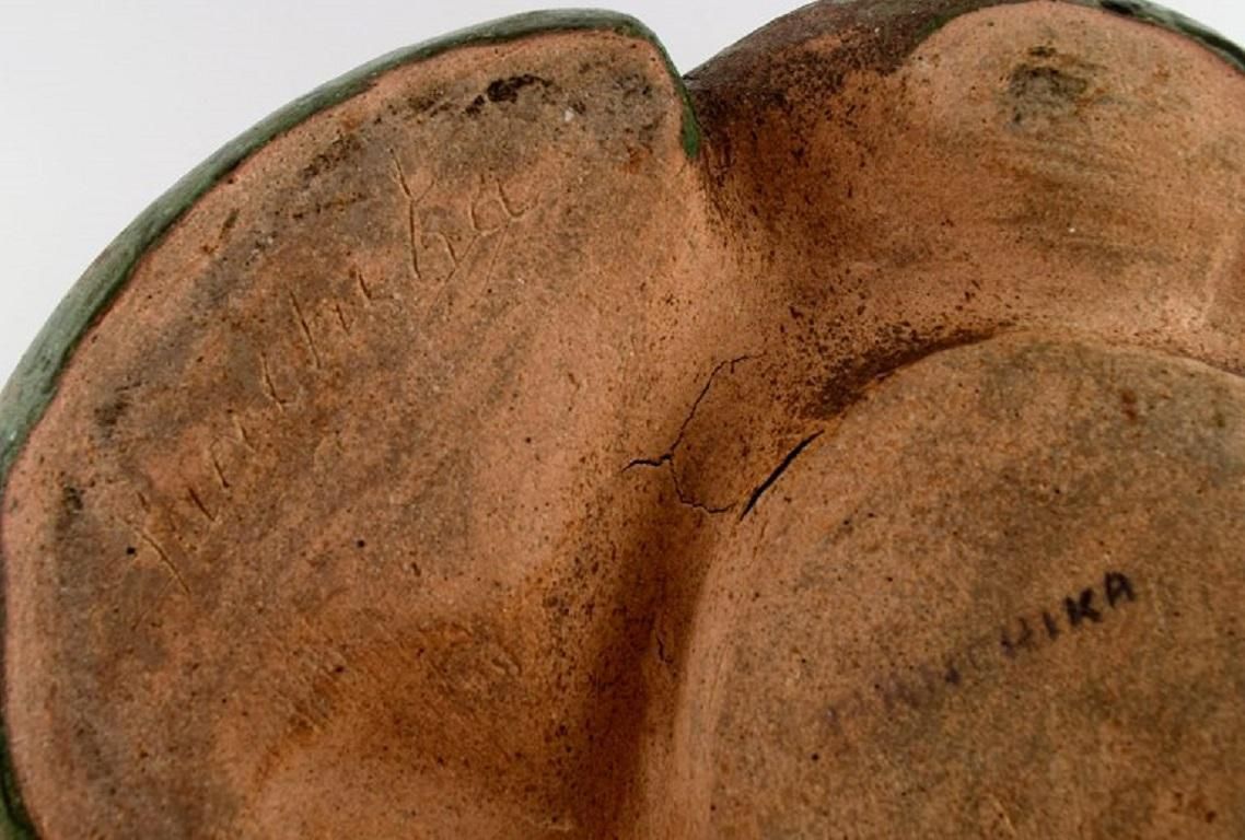 French Studio Potter. Organically Shaped Unique Vase In Glazed Stoneware. 1980s photo vintage