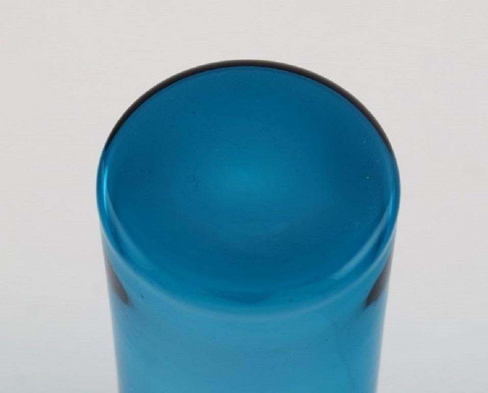 Nanny Still For Riihimäen Lasi, Five Drinking Glasses In Blue Art Glass