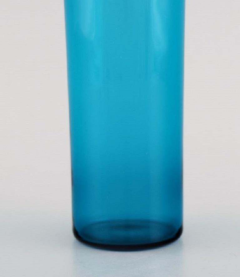 Nanny Still For Riihimäen Lasi, Five Drinking Glasses In Blue Art Glass photo furniture