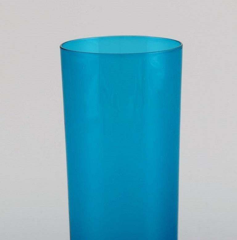 Nanny Still For Riihimäen Lasi, Five Drinking Glasses In Blue Art Glass photo for sale