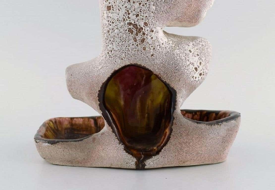 Vallauris, France. Sculptural Unique Vase In Glazed Stoneware, 1980s photo 632.0